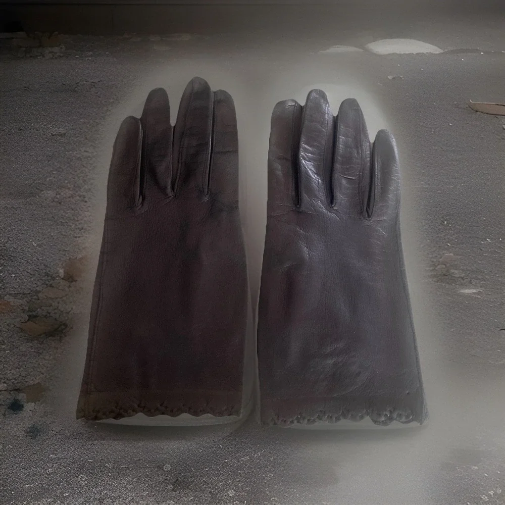 Vintage‎ Wear Right Gloves Black Leather Women's Size 7 Made In Italy